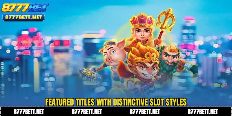 Featured titles with distinctive slot styles